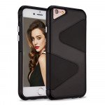 Wholesale iPhone 7 Plus S Style Hybrid Case (Black)
